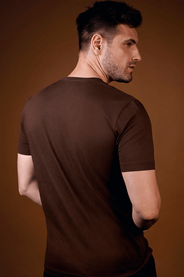 Camiseta Gola Careca Unique Algodão Egípcio com Elastano Coffe - Be_cava