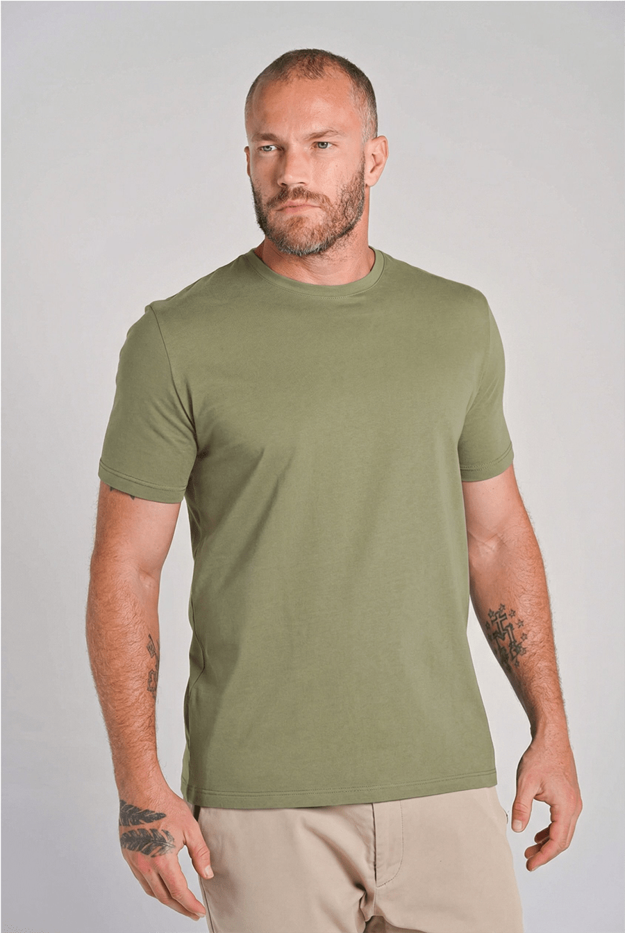Camiseta Gola Careca Unique Algodão Egípcio com Elastano Dusty Green - Be_cava
