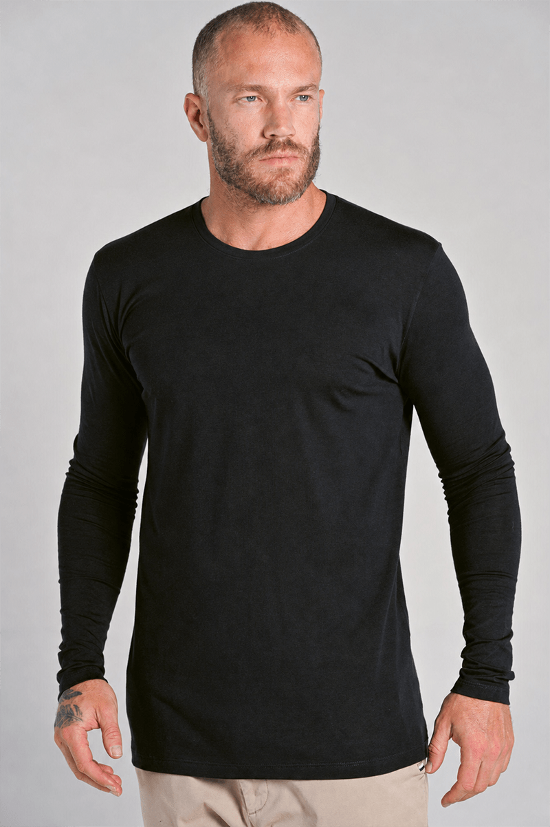 Camiseta Unique Gola Careca Manga Longa Algodão Egípcio com Elastano Preta - Be_cava