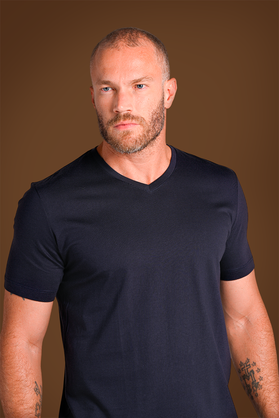 Camiseta Pima Original Gola V Azul Noite