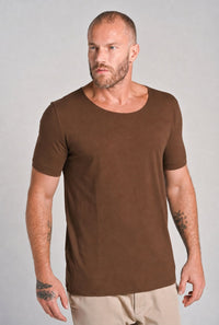 Camiseta Canoe Gola Canoa Algodão Egípcio com Elastano Coffe
