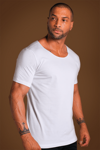 Camiseta Canoe Gola Canoa Algodão Egípcio com Elastano Branca - Be_cava