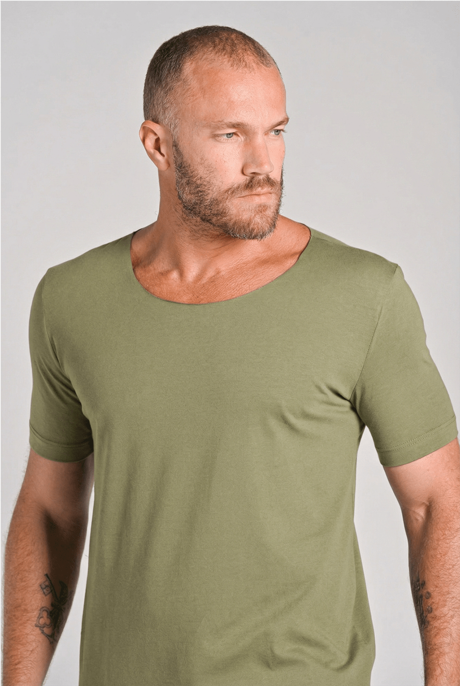 Camiseta Canoe Gola Canoa Algodão Egípcio com Elastano Dusty Green - Be_cava