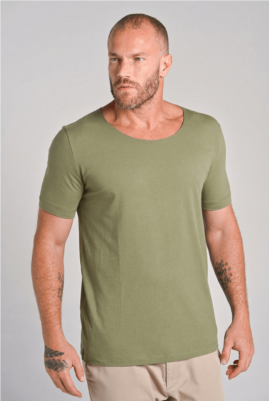 Camiseta Canoe Gola Canoa Algodão Egípcio com Elastano Dusty Green - Be_cava