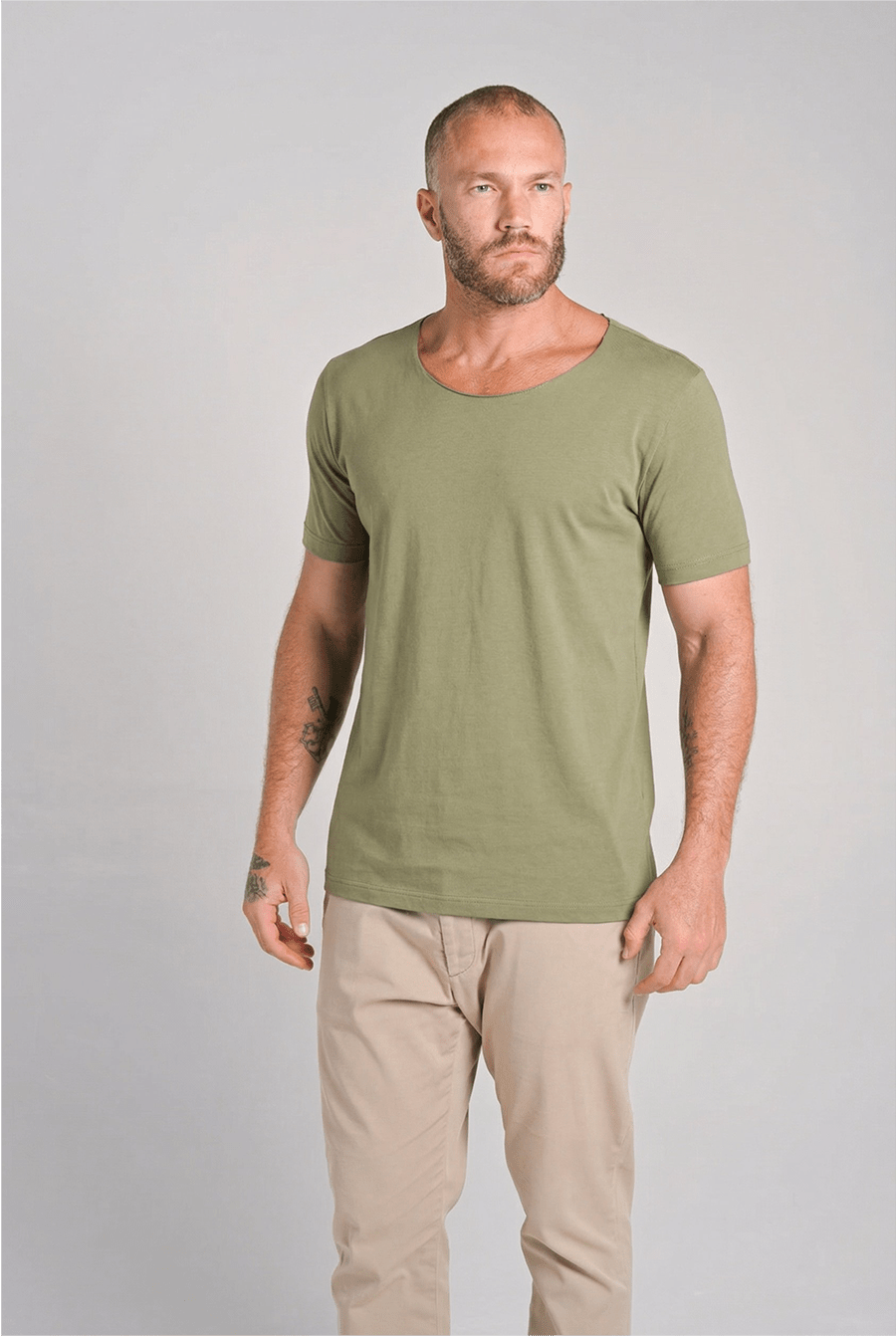 Camiseta Canoe Gola Canoa Algodão Egípcio com Elastano Dusty Green - Be_cava