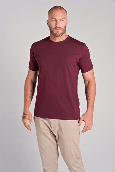 Camiseta Gola Careca Unique Algodão Egípcio com Elastano Bordô - Be_cava