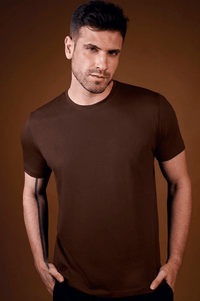 Camiseta Gola Careca Unique Algodão Egípcio com Elastano Coffe - Be_cava