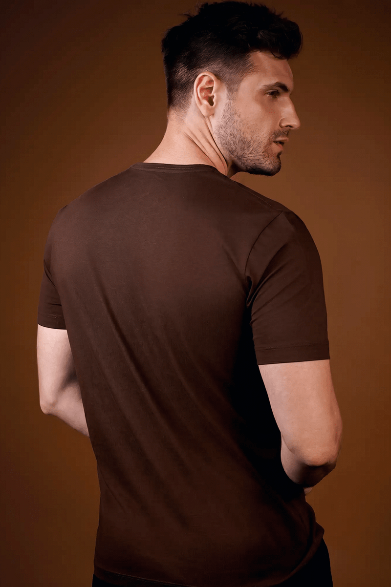 Camiseta Gola Careca Unique Algodão Egípcio com Elastano Coffe - Be_cava