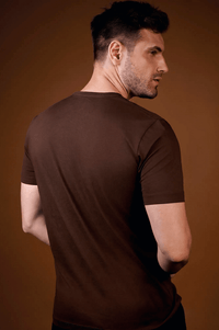 Camiseta Gola Careca Unique Algodão Egípcio com Elastano Coffe - Be_cava