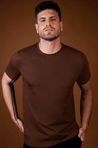 Camiseta Gola Careca Unique Algodão Egípcio com Elastano Coffe - Be_cava