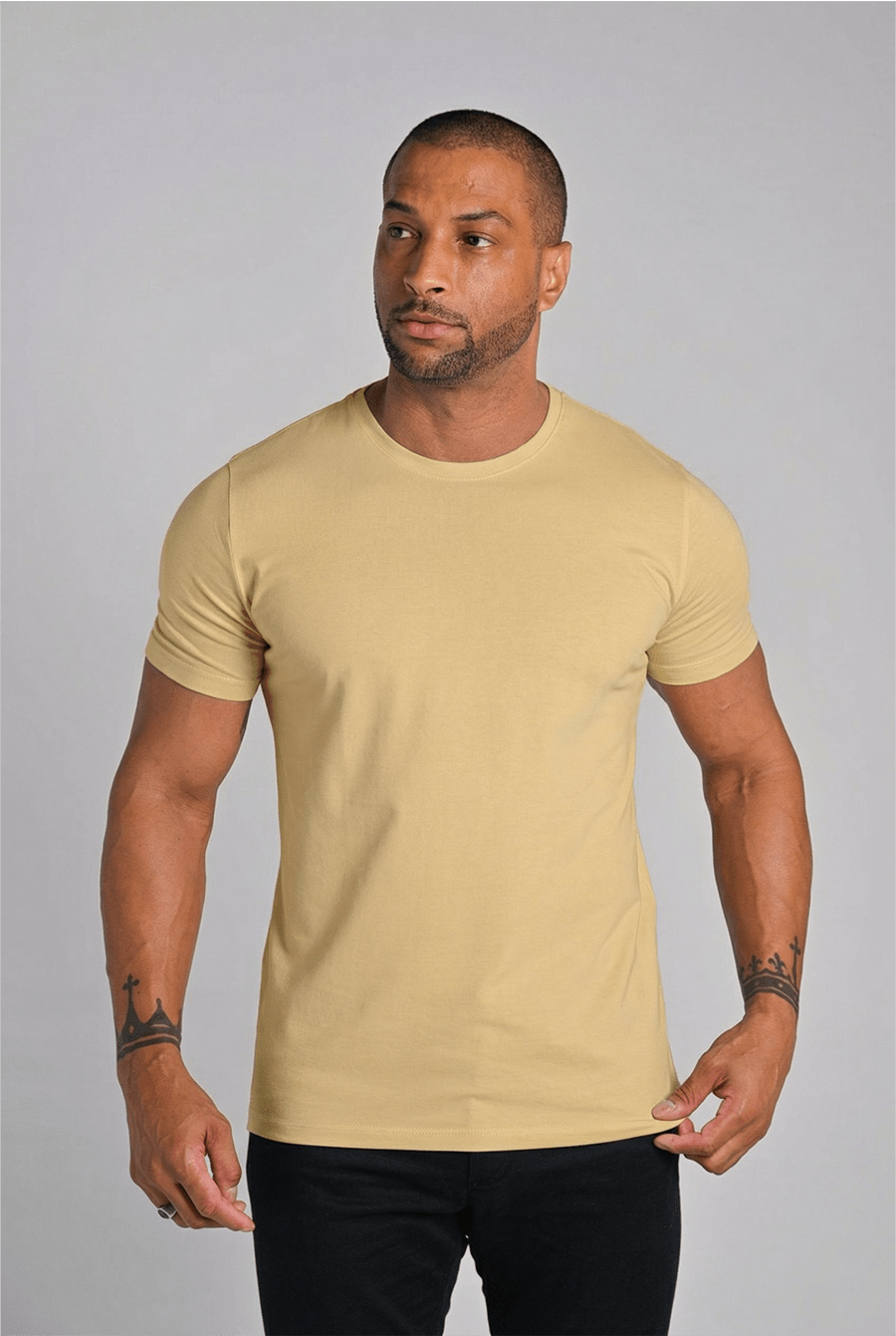Camiseta Gola Careca Unique Algodão Egípcio com Elastano Desert Green - Be_cava