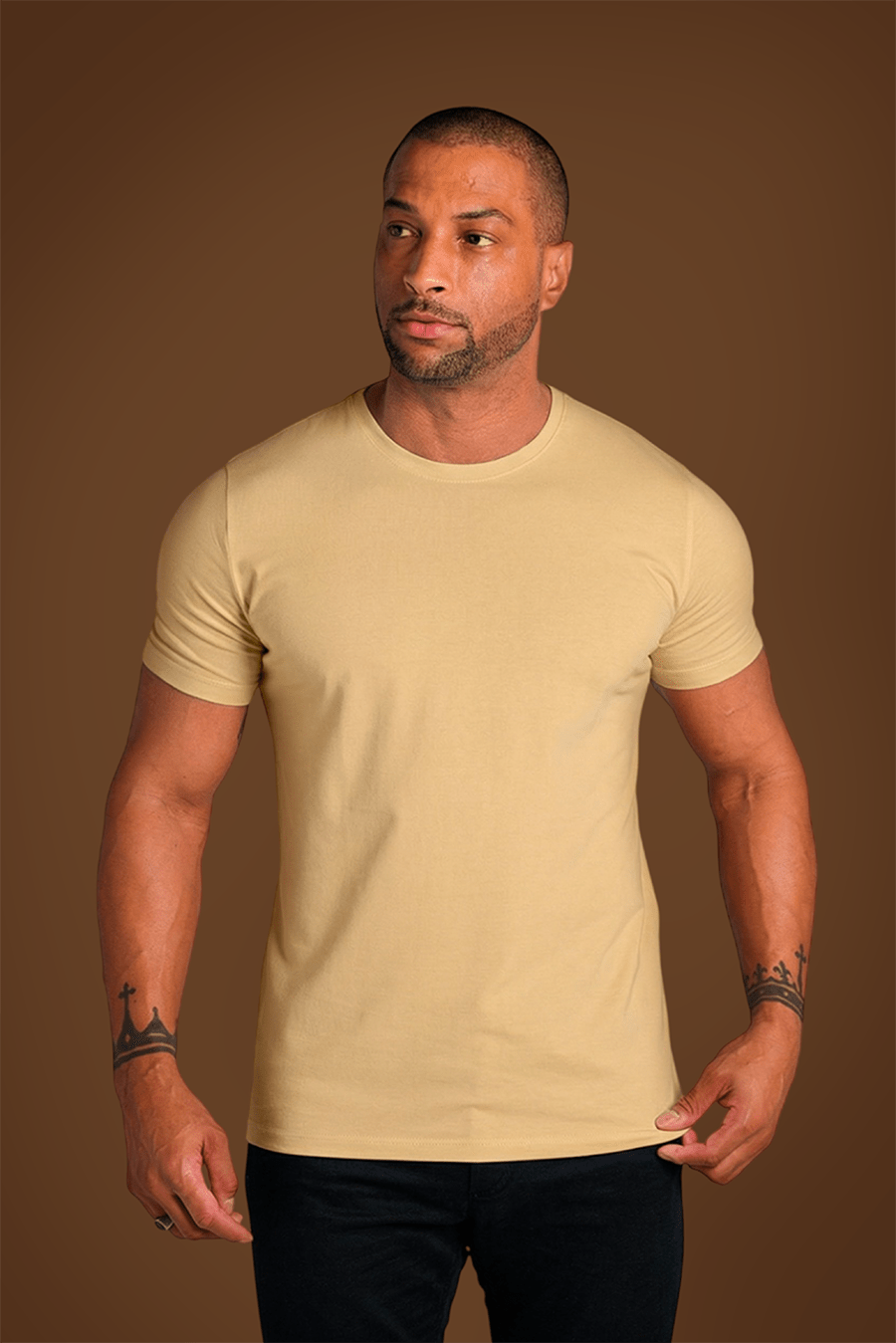 Camiseta Gola Careca Unique Algodão Egípcio com Elastano Desert Green - Be_cava