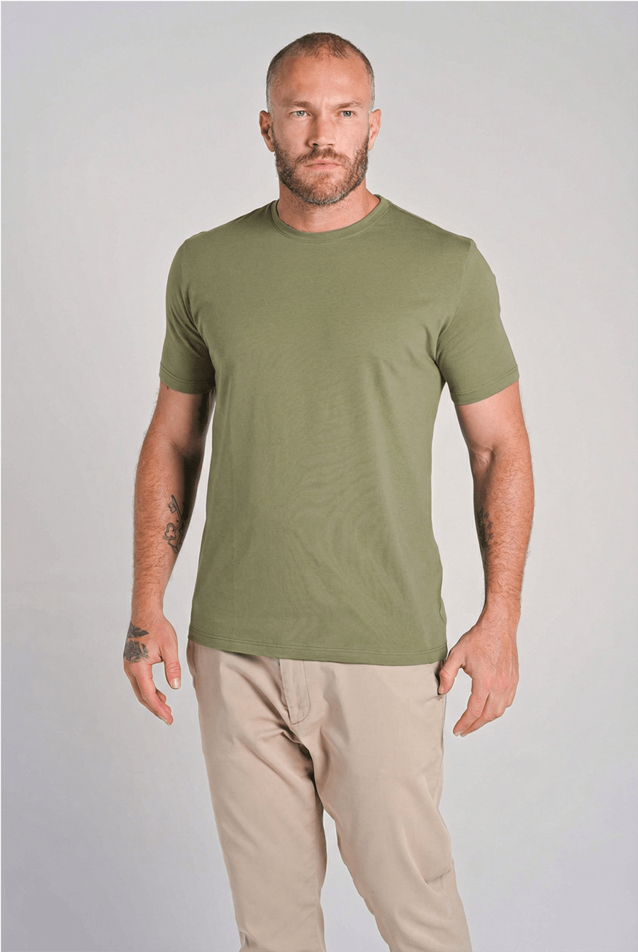 Camiseta Gola Careca Unique Algodão Egípcio com Elastano Dusty Green - Be_cava