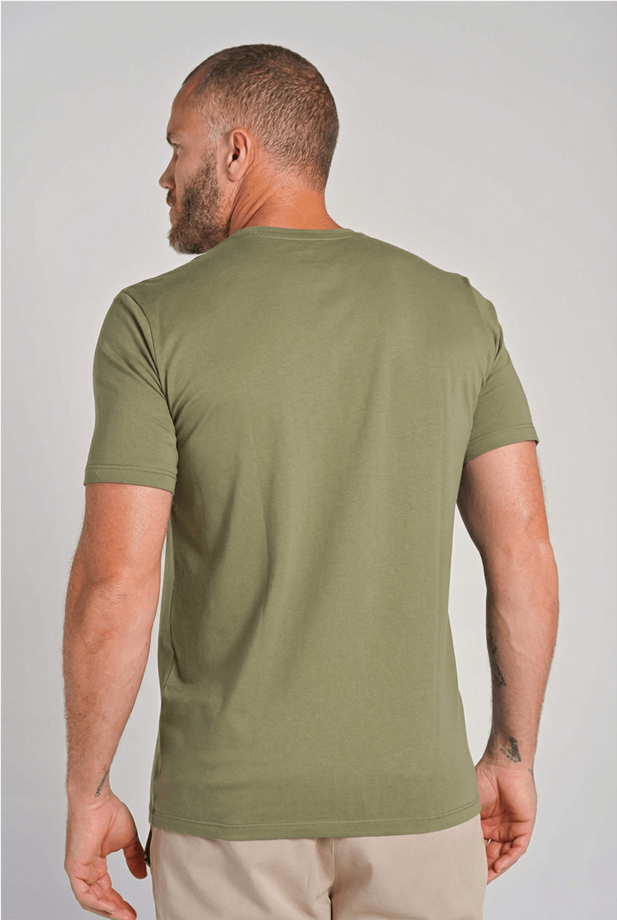Camiseta Gola Careca Unique Algodão Egípcio com Elastano Dusty Green - Be_cava