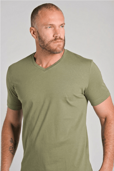 Camiseta Original Gola V Algodão Egípcio com Elastano Dusty Green - Be_cava
