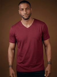 Camiseta Original Gola V Algodão Egípcio com Elastano Marsala - Be_cava