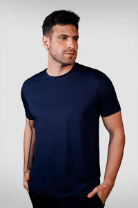 Camiseta Pima Unique Gola Careca Azul Noite - Be_cava