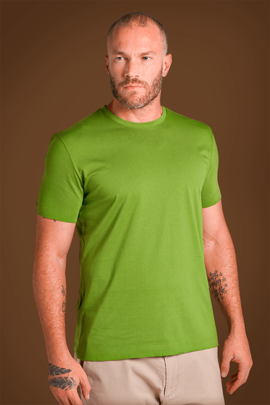 Camiseta Pima Unique Gola Careca Verde Campo - Be_cava