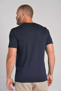 Camiseta Unique Gola Careca Algodão Egípcio com Elastano Azul Noite - Be_cava