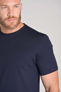 Camiseta Unique Gola Careca Algodão Egípcio com Elastano Azul Noite - Be_cava