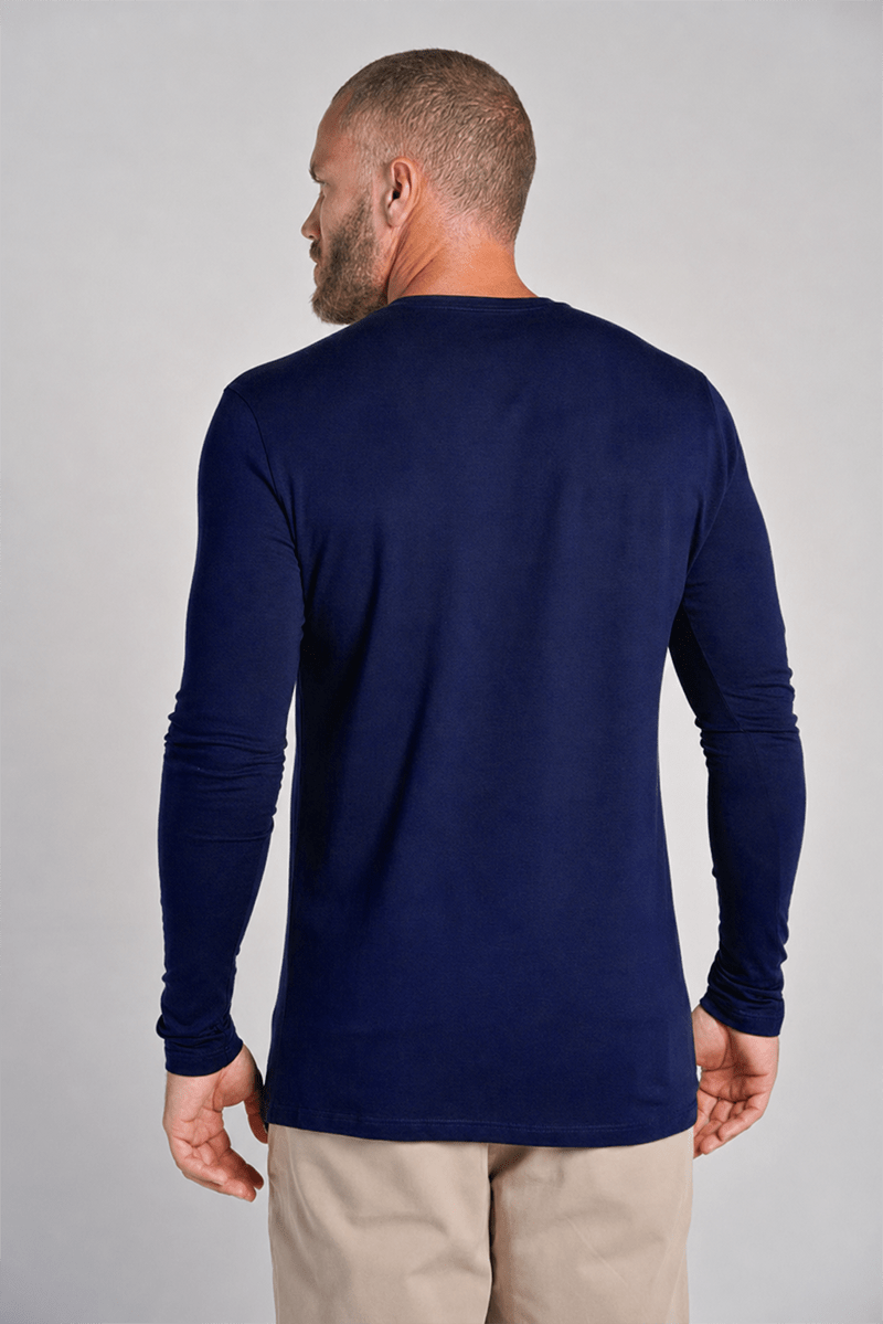 Camiseta Unique Gola Careca Manga Longa Algodão Egípcio com Elastano Azul - Be_cava