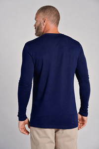 Camiseta Unique Gola Careca Manga Longa Algodão Egípcio com Elastano Azul - Be_cava