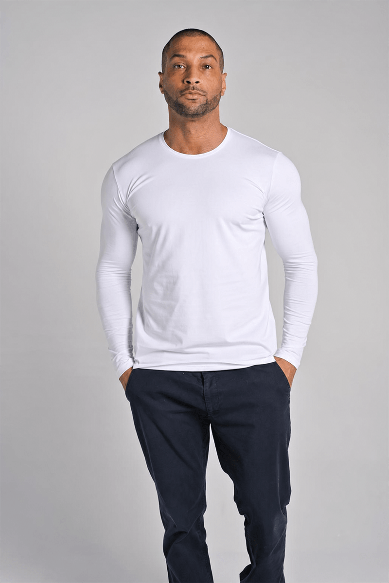 Camiseta Unique Gola Careca Manga Longa Algodão Egípcio com Elastano Branca - Be_cava