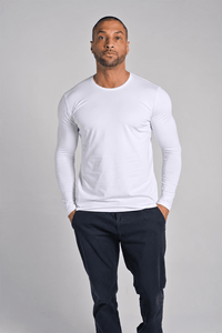 Camiseta Unique Gola Careca Manga Longa Algodão Egípcio com Elastano Branca - Be_cava