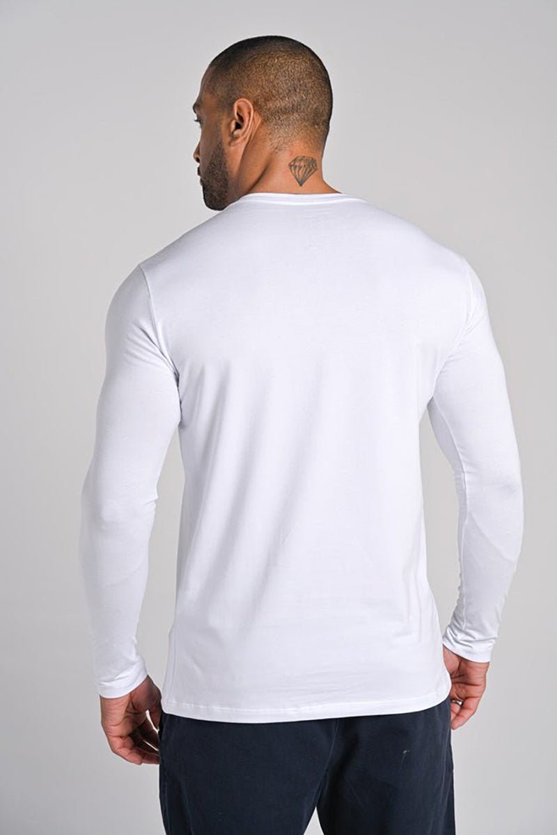 Camiseta Unique Gola Careca Manga Longa Algodão Egípcio com Elastano Branca - Be_cava