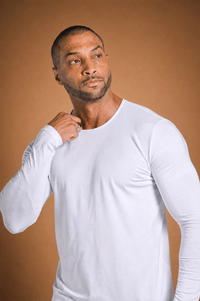 Camiseta Unique Gola Careca Manga Longa Algodão Egípcio com Elastano Branca - Be_cava