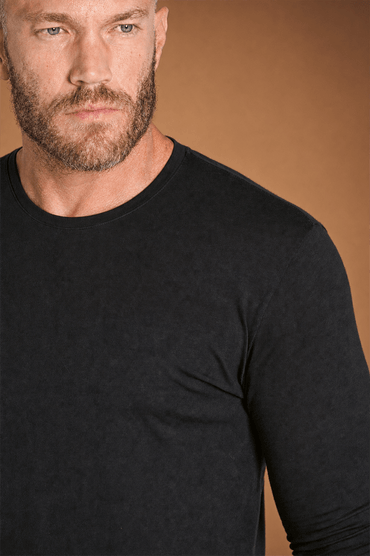 Camiseta Unique Gola Careca Manga Longa Algodão Egípcio com Elastano Preta - Be_cava