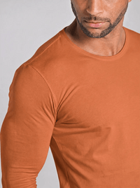 Camiseta Unique Gola Careca Manga Longa Algodão Egípcio com Elastano Terracota - Be_cava