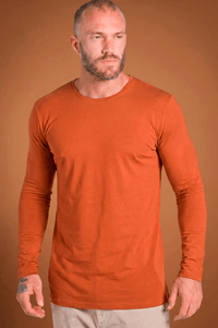 Camiseta Unique Gola Careca Manga Longa Algodão Egípcio com Elastano Terracota - Be_cava