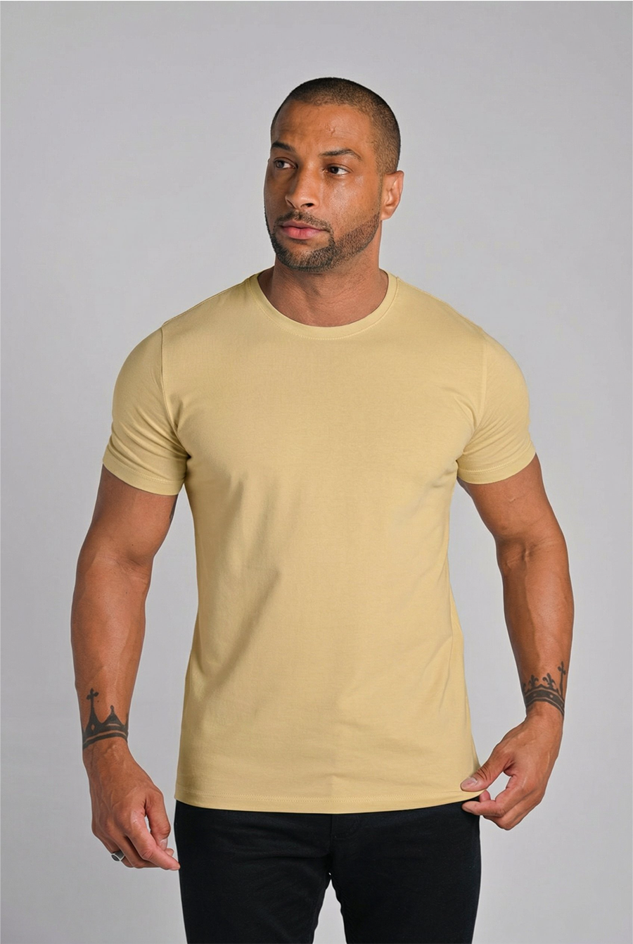 Camiseta Gola Careca Unique Algodão Egípcio com Elastano Desert Green