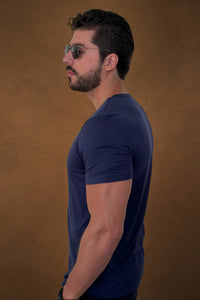 Camiseta Gola Summer Algodão Egípcio com Elastano Azul - Be_cava