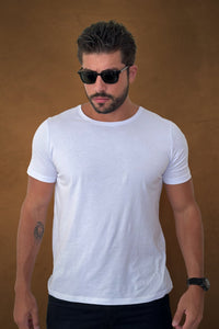 Camiseta Gola Summer Algodão Egípcio com Elastano Branca - Be_cava